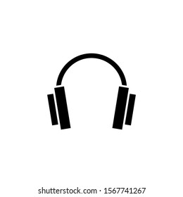 Headphones icon template in black flat design on white background, Headset symbol vector sign isolated on white background illustration for graphic and web design