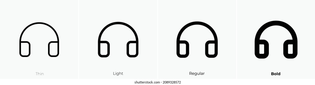 headphones icon. Thin, Light Regular And Bold style design isolated on white background