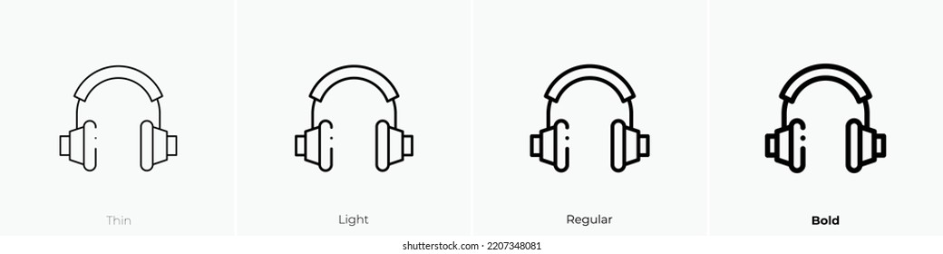 headphones icon. Thin, Light Regular And Bold style design isolated on white background