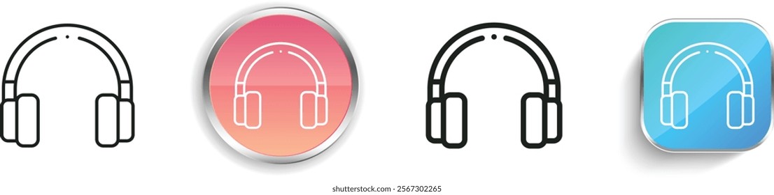 headphones icon. Thin Linear, Regular and Button Style Design Isolated On White Background