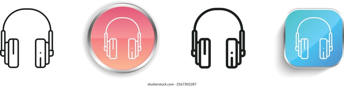 headphones icon. Thin Linear, Regular and Button Style Design Isolated On White Background