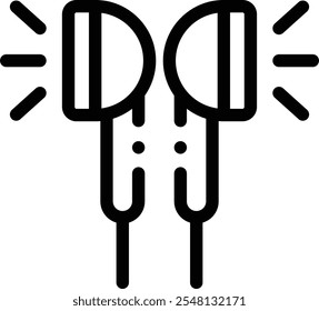 icono de auriculares. Diseño De Estilo Lineal Delgado Aislado Sobre Fondo Blanco