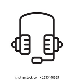 Headphones icon in trendy outline style design. Vector graphic illustration. Headphones icon for website design and user interface. Editable vector stroke. Pixel perfect. EPS 10.