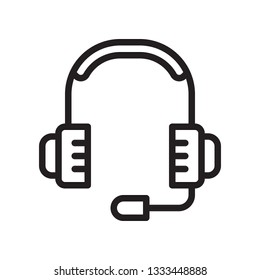 Headphones icon in trendy outline style design. Vector graphic illustration. Headphones icon for website design and user interface. Editable vector stroke. Pixel perfect. EPS 10.