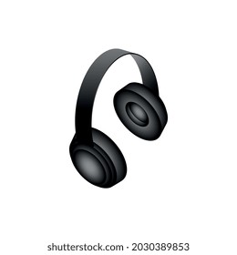 Vector de iconos de auriculares. Ilustración 3d aislada en fondo blanco.