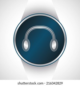 Headphones icon. Vector button       