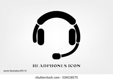 headphones icon vector EPS 10, abstract sign earphones flat design,  illustration modern isolated badge for website or app - stock info graphics