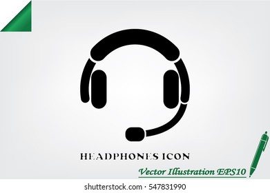 headphones icon vector EPS 10, abstract sign earphones flat design,  illustration modern isolated badge for website or app - stock info graphics 
