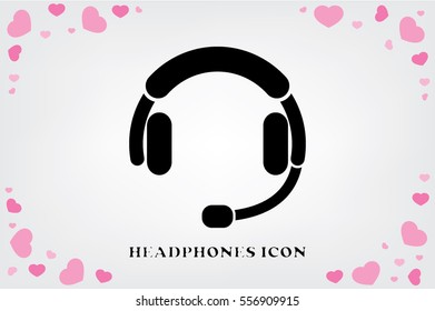 headphones icon vector EPS 10, abstract sign earphones flat design,  illustration modern isolated badge for website or app - stock info graphic 