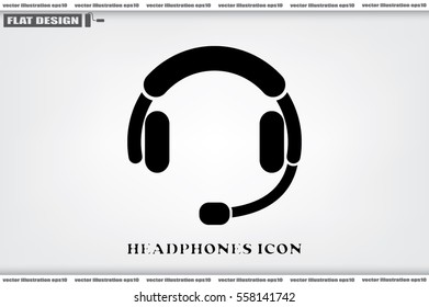 headphones icon vector EPS 10, abstract sign earphones flat design,  illustration modern isolated badge for website or app - stock info graphics 