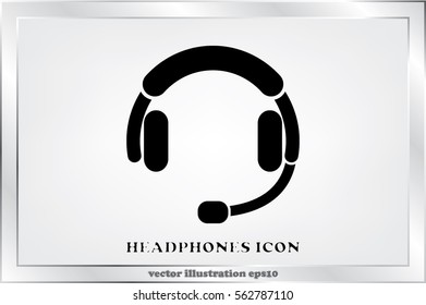 headphones icon vector EPS 10, abstract sign earphones flat design,  illustration modern isolated badge for website or app - stock info graphics.