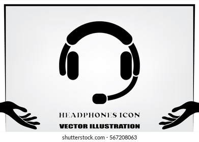 headphones icon vector EPS 10, abstract sign earphones flat design,  illustration modern isolated badge for website or app - stock info graphics. 