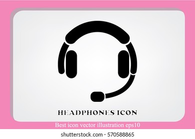 headphones icon vector EPS 10, abstract sign earphones flat design,  illustration modern isolated badge for website or app - stock info graphics.