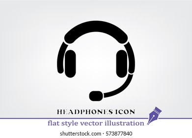 headphones icon vector EPS 10, abstract sign earphones flat design,  illustration modern isolated badge for website or app - stock info graphics 