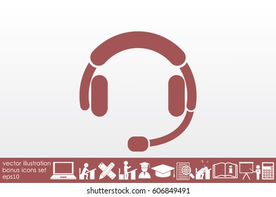 headphones icon vector EPS 10, abstract sign earphones flat design,  illustration modern isolated badge for website or app - stock info graphics.