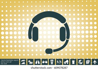 headphones icon vector EPS 10, abstract sign earphones flat design,  illustration modern isolated badge for website or app - stock info graphics.
