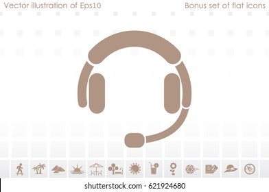 headphones icon vector EPS 10, abstract sign earphones flat design,  illustration modern isolated badge for website or app - stock info graphics.