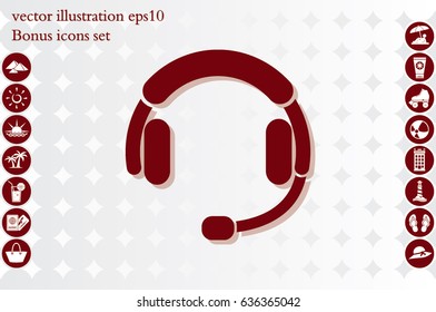 headphones icon vector EPS 10, abstract sign earphones flat design,  illustration modern isolated badge for website or app - stock info graphics.
