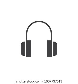 Headphones icon vector, filled flat sign, solid pictogram isolated on white. Listen to music symbol, logo illustration.