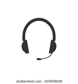 Headphones icon. Vector illustration, flat design.
