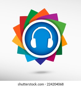 Headphones icon, vector illustration. Flat design style 