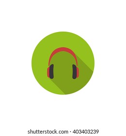 Headphones Icon. Headphones vector illustration. Flat Vector Illustration with Long Shadow. Flat icon with Long Shadow