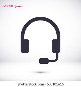 headphones icon, vector illustration. Flat design eps 10