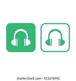 Headphones icon vector illustration. Green and white