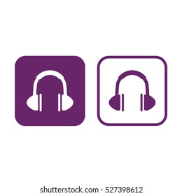 Headphones icon vector illustration. Purple and white