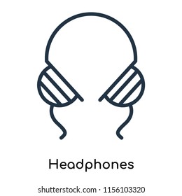 Headphones icon vector isolated on white background, Headphones transparent sign , thin symbols or lined elements in outline style