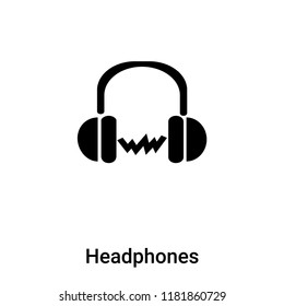 Headphones icon vector isolated on white background, logo concept of Headphones sign on transparent background, filled black symbol