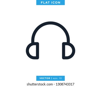 Headphones Icon Vector Logo Design Template