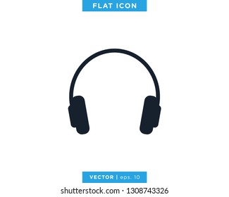 Headphones Icon Vector Logo Design Template