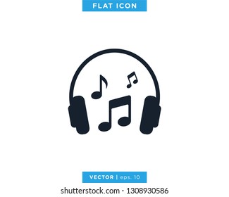 Headphones Icon Vector Logo Design Template