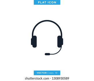 Headphones Icon Vector Logo Design Template