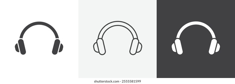 Headphones icon vector set for ui designs