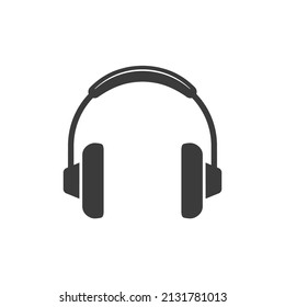 Headphones icon. Vector symbol silhouette isolated on white background.