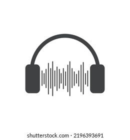 Headphones icon. headphones vector with waves