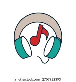 Headphones icon with white background vector stock illustration