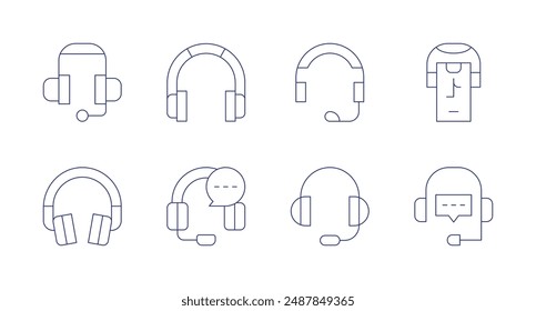 Headphones icons. Editable stroke. Containing headphone, headphones, headset, smartphone, support.