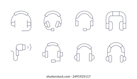 Headphones icons. Editable stroke. Containing customerserviceagent, earpiece, headphone, headphones.