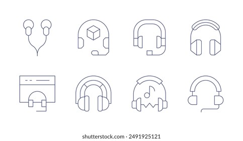 Headphones icons. Editable stroke. Containing customerservice, earphones, headphone, headphones, wirelessheadphones.