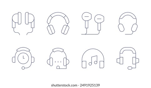 Auriculares iconos. Trazo editable. Contiene servicio al cliente, auriculares, auriculares, auriculares, auriculares.