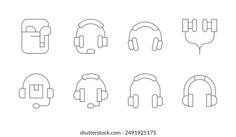 Auriculares iconos. Trazo editable. Conteniendo soporte al cliente, auriculares, auriculares, auriculares.