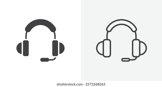 Headphones icons. flat and line style set