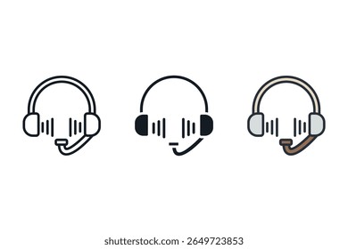headphones icons isolated on White Background. Flat style design,symbol collection