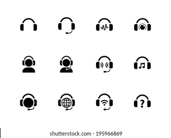 Headphones icons on white background. Vector illustration.