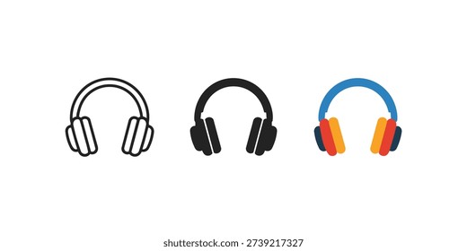 Headphones Icons in Outline Solid and Color