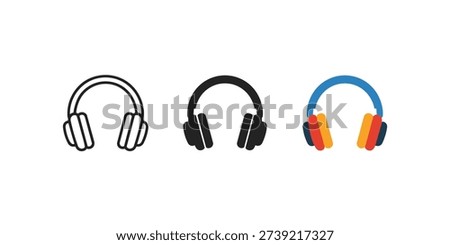 Headphones Icons in Outline Solid and Color