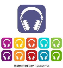 Headphones icons set